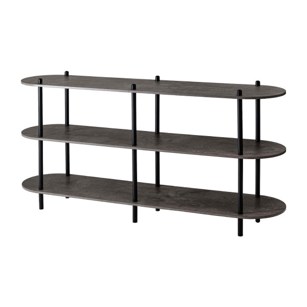 東谷 ローシェルフ 幅155 3段 高さ76 大理石調 コンクリート調