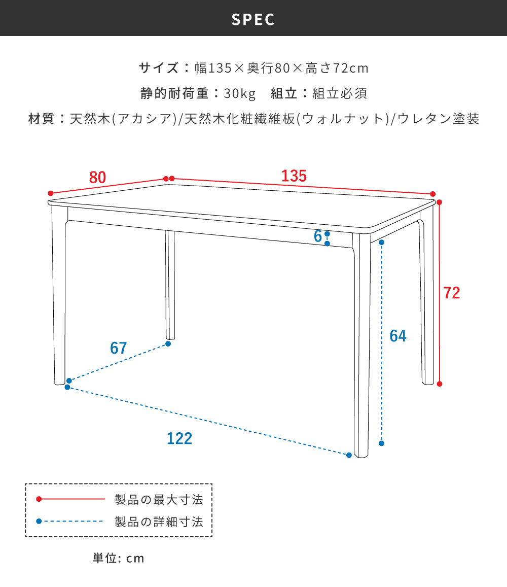 ダイニングテーブル 幅135cm