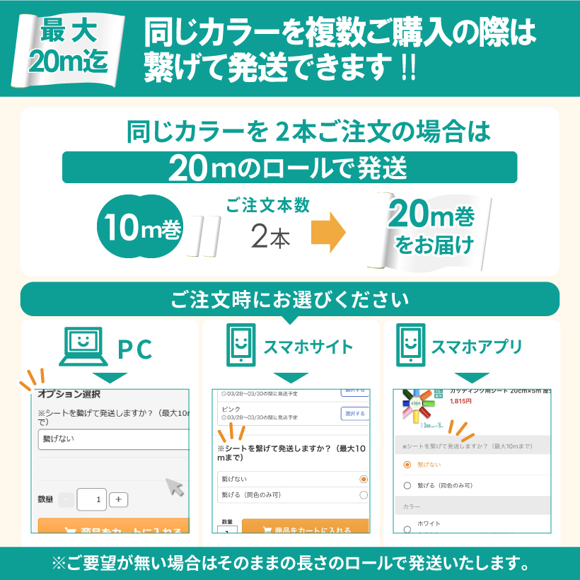 シートを繋げて発送