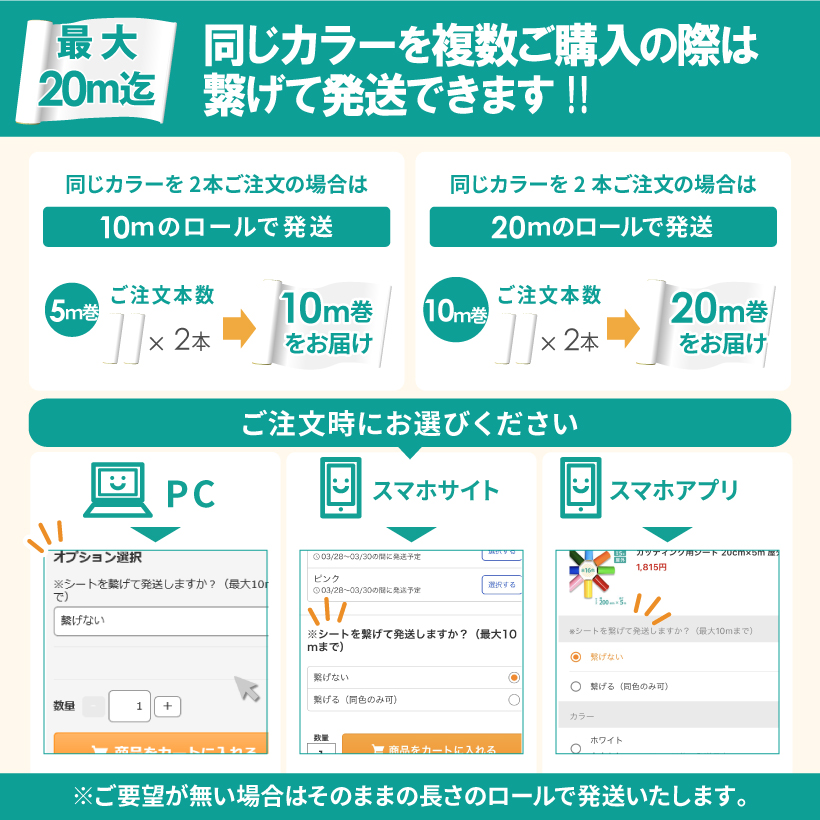 シートを繋げて発送