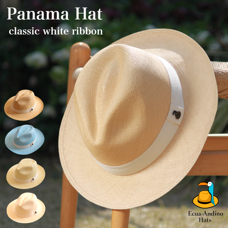 帽子 ハット メンズ レディース パナマハット パナマ帽 中折れハット 夏用中折れ帽 つば広 父の日 夏 大きいサイズ xl エクアアンディーノ  ホワイトリボン