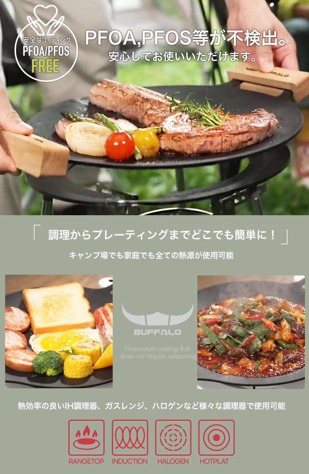 マルチグリドルパン 33cm IH対応 バッファロー正規品 プレート 丸型 フライパン BBQ バーベキュー キャンプ アウトドア  :4589865340927:PANAVIASHOP - 通販 - Yahoo!ショッピング