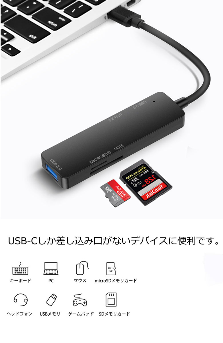 USB C ハブ バスパワー 多機能 3.0ポート type-c 変換アダプタ usb-c