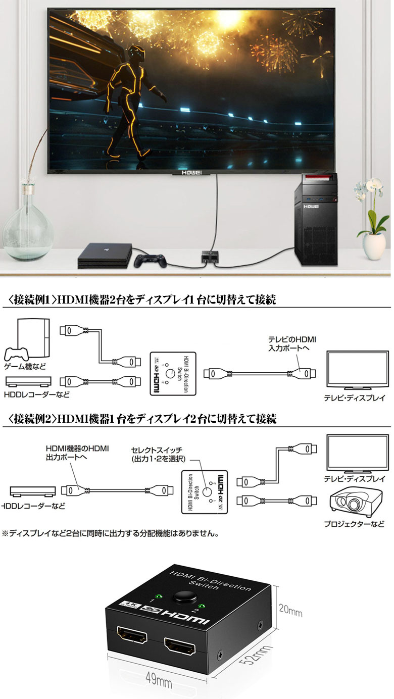HDMI切替器 hdmi セレクター 切替 分配器 アダプタ 切替機 切り替え