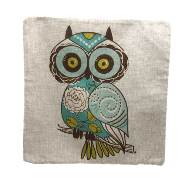 クッションカバー 43×43 おしゃれ 可愛い 北欧 フクロウ 葉っぱ 自然