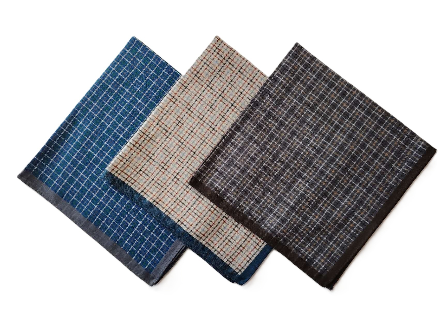 ハンカチ メンズ 3枚組 綿100% ビジネス 無地 ボーダー柄 チェック柄