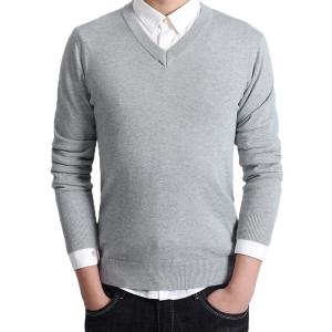 セーター Vネック メンズ スクールセーター ビジネス コットン100% ニット 長袖 ゆったり 無...