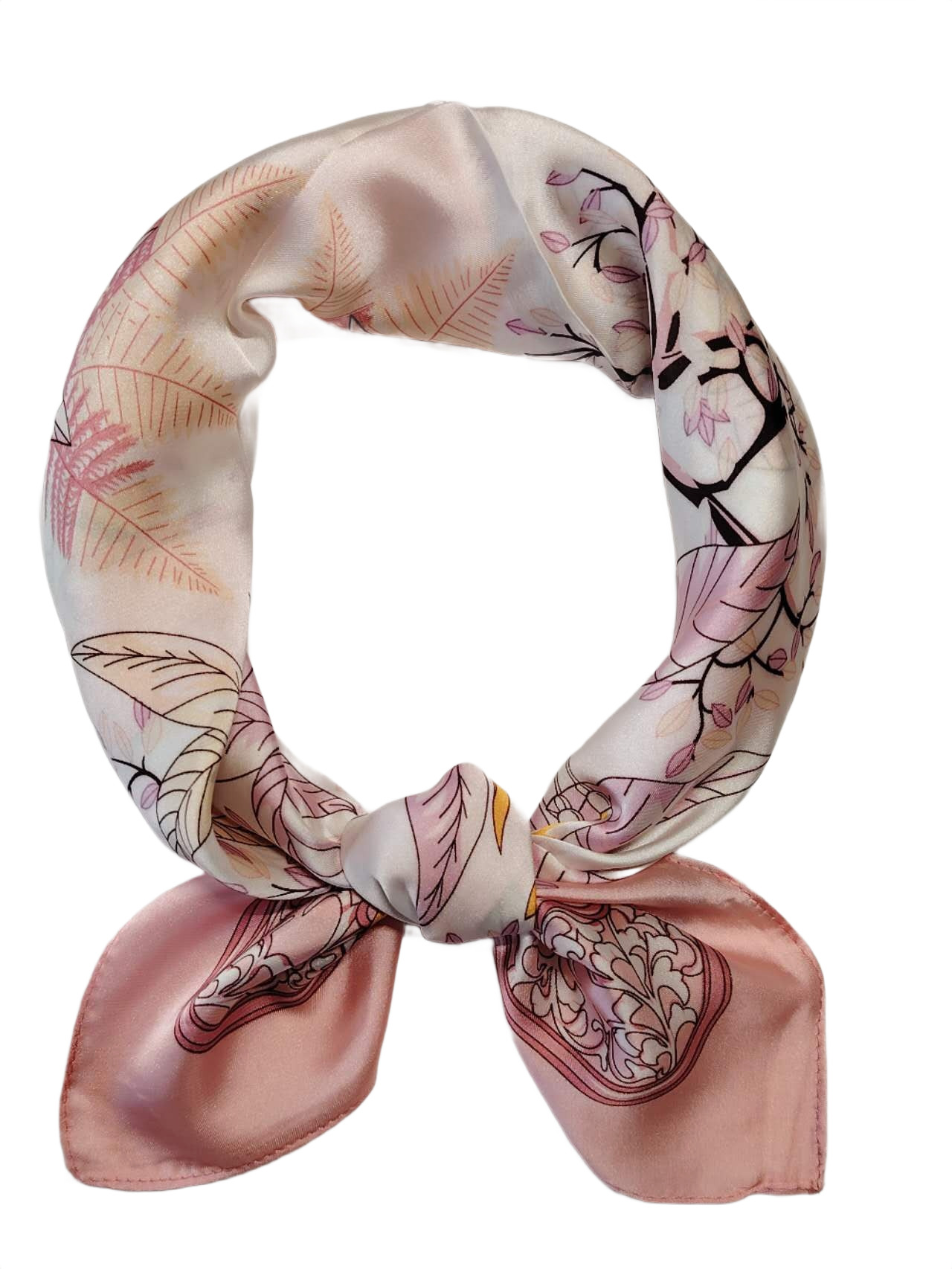 スカーフ 70×70cm シルク調 レディース 正方形 薄地 花柄 無地