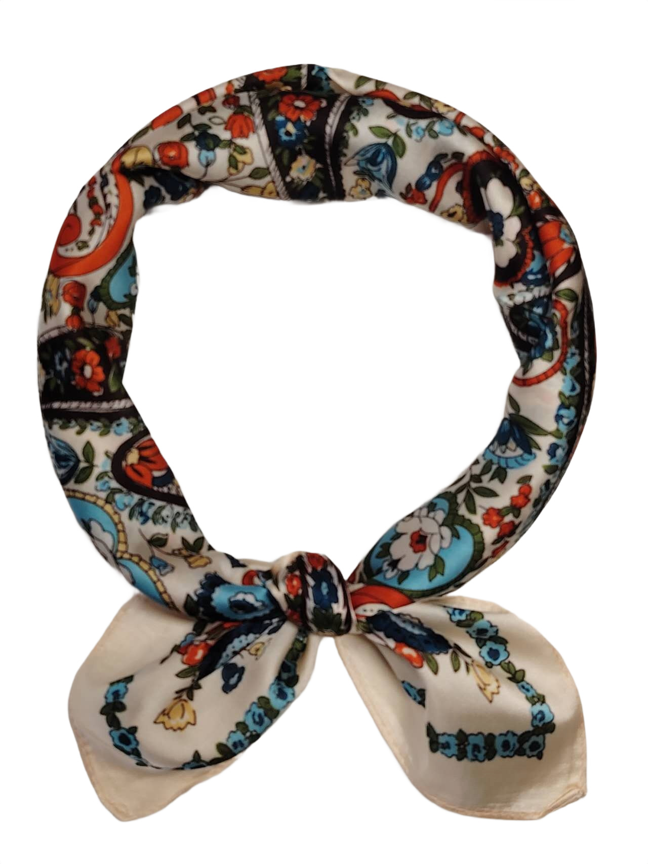 スカーフ 70×70cm シルク調 レディース 正方形 薄地 花柄 無地