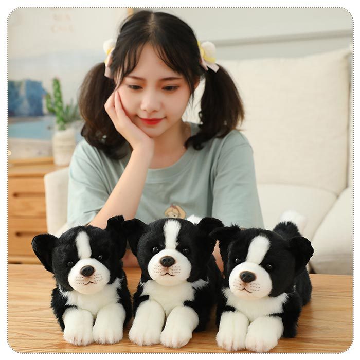 犬 ぬいぐるみ リアル リアルなボーダーコリー かわいい動物 おもちゃ
