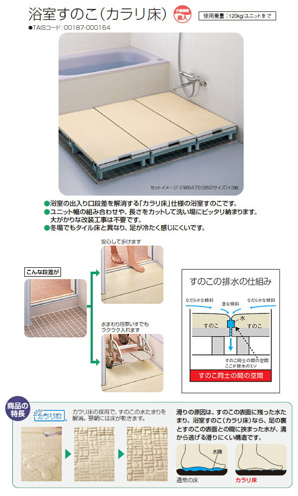TOTO 浴室すのこ(カラリ床) 400幅ユニット EWB475(1250サイズ TOTO 浴室すのこ(カラリ床) 400幅ユニット EWB475(1250サイズ