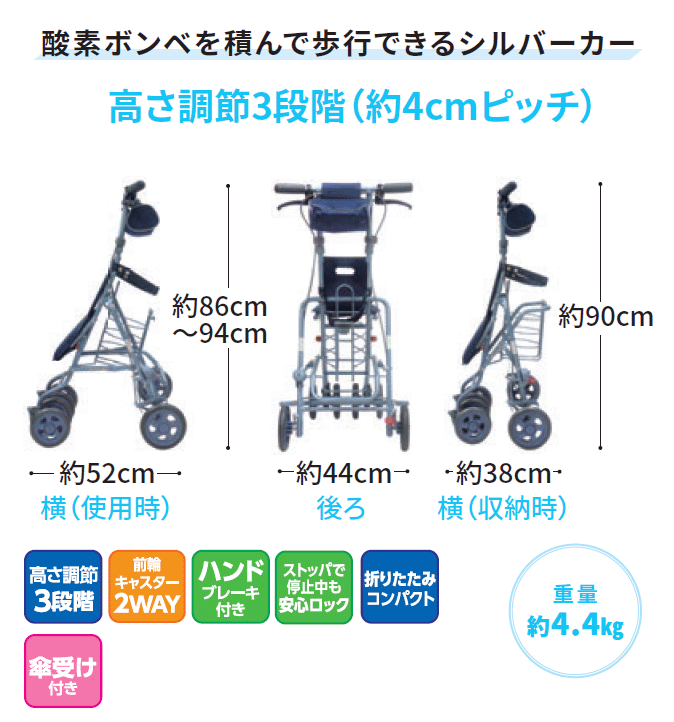 島製作所 シルバーカー 軽量 サニー酸素ボンベカー（サニーウォーカー