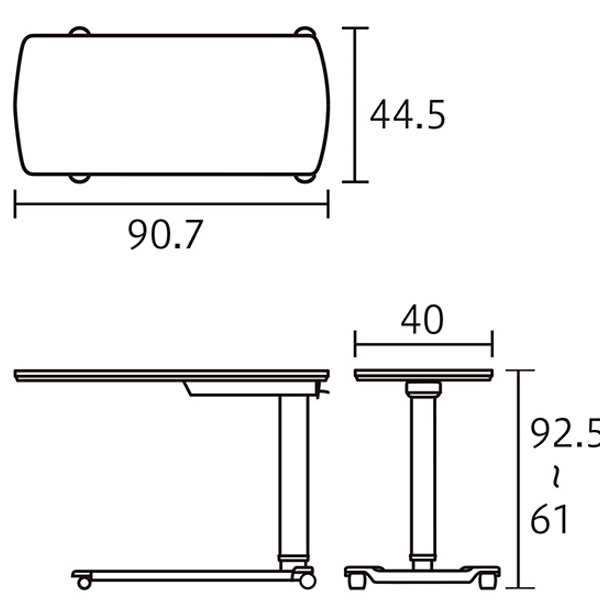 ベッドサイドテーブル アイボリー 天板90×40cm KF-1920 パラマウント
