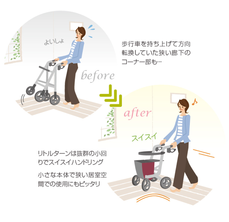 アロン化成 安寿 歩行車 リトルターン ハイタイプ 532-315 │ 歩行器