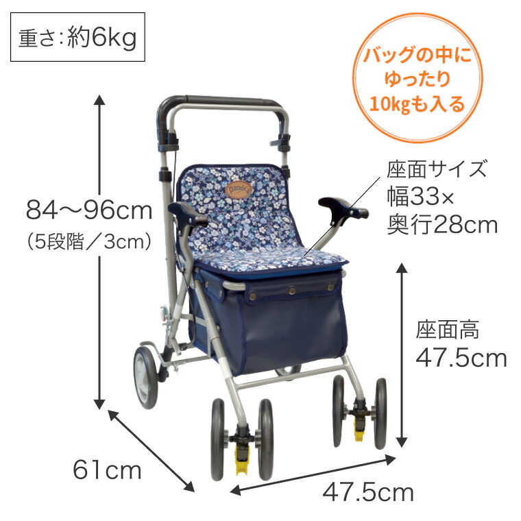 島製作所 シルバーカー おしゃれ 座れる ボックスタイプ パレード