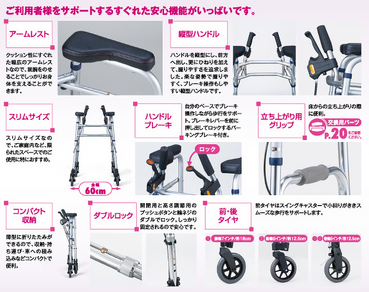イーストアイ 歩行器 セーフティーアームUXタイプウォーカー ハイ