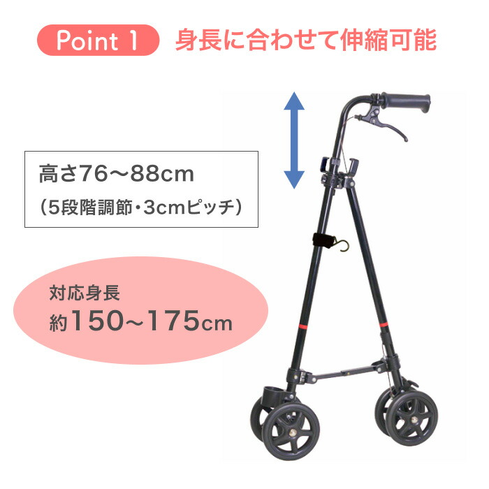 フジホーム ハンドレールステッキ2 ブラック WB5135 （幅17×奥行45×高