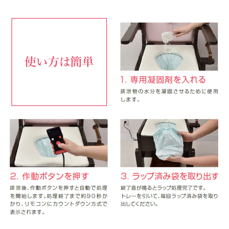 ポータブルトイレ 介護用 ラップポン・ブリオ S 暖房便座 BRSE1004JH
