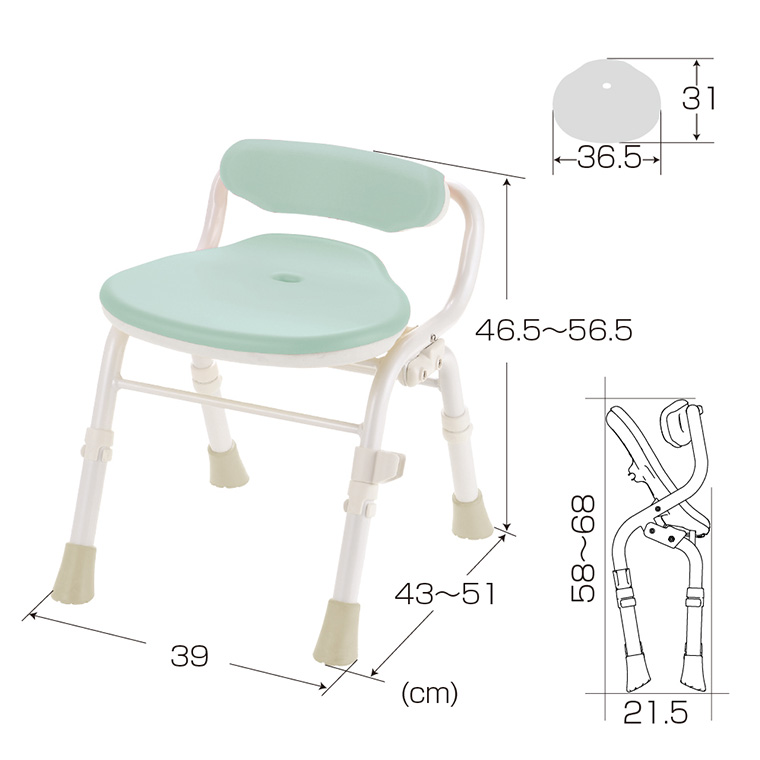 やわらかシャワーチェア クレオ 腰当付390