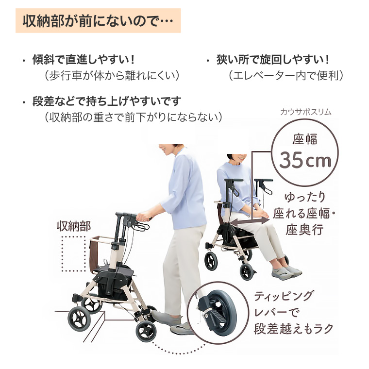 くらしサポート歩行車 スムーディ＜買物用＞ カウサポスリム