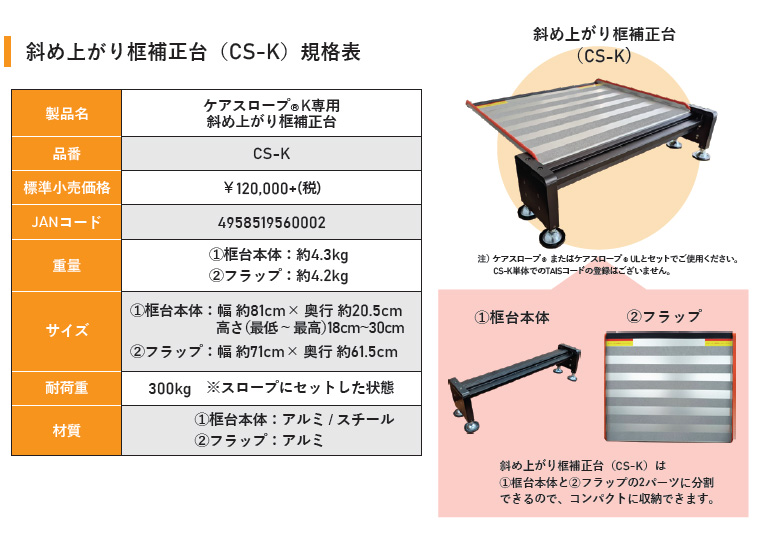 ケアスロープK専用 斜め上がり框補正台 CS-K ケアメディックス | 可