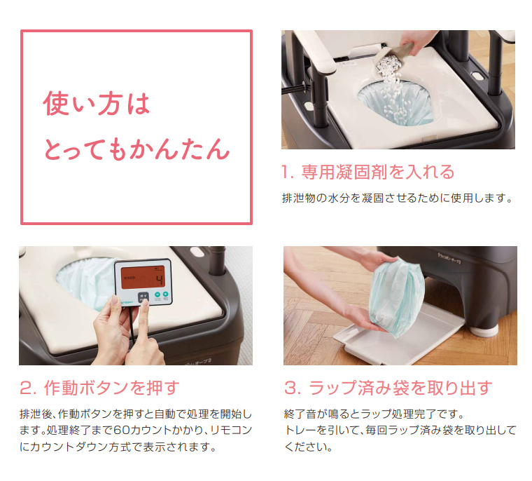 ポータブルトイレ 介護用自動ラップ式トイレ ラップポン・オーブ2