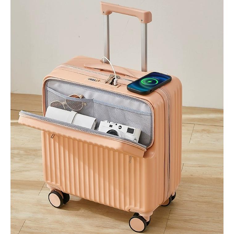 キャリーケース フロントオープン 機内持ち込み usbポート カップホルダー付 スーツケース フロントオープン 機内持ち込み 前開き キャリー