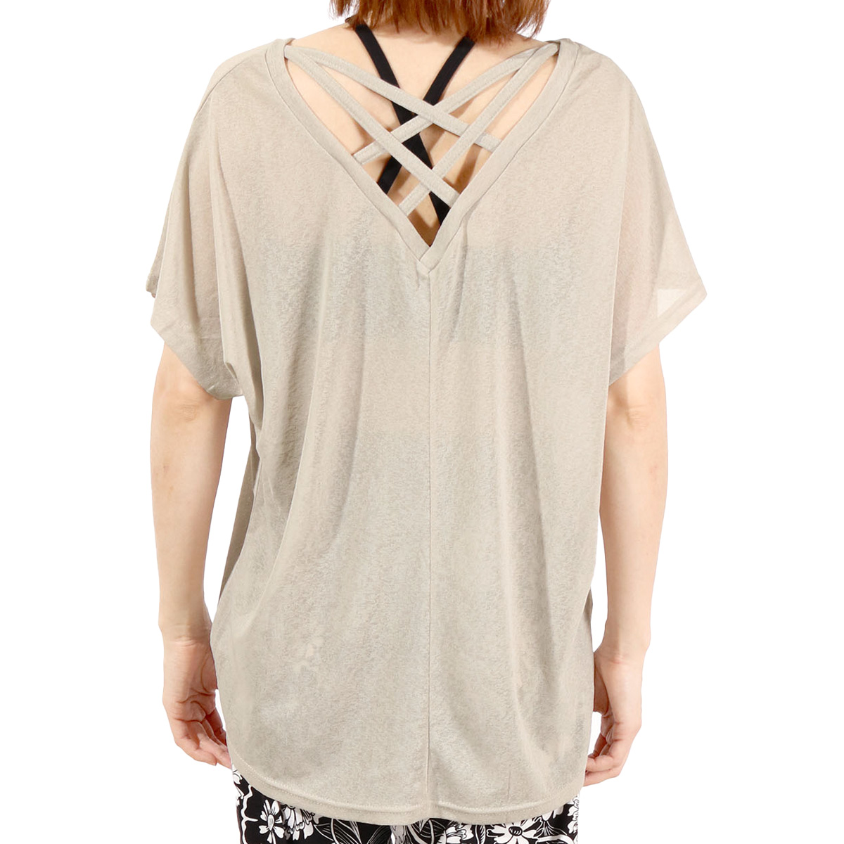 ヨガウェア トップス 重ね着 半袖 フィットネス ストレッチ シースルー メッシュTシャツ 透け ピラティス 体型カバー 夏 | パネットワン | 03