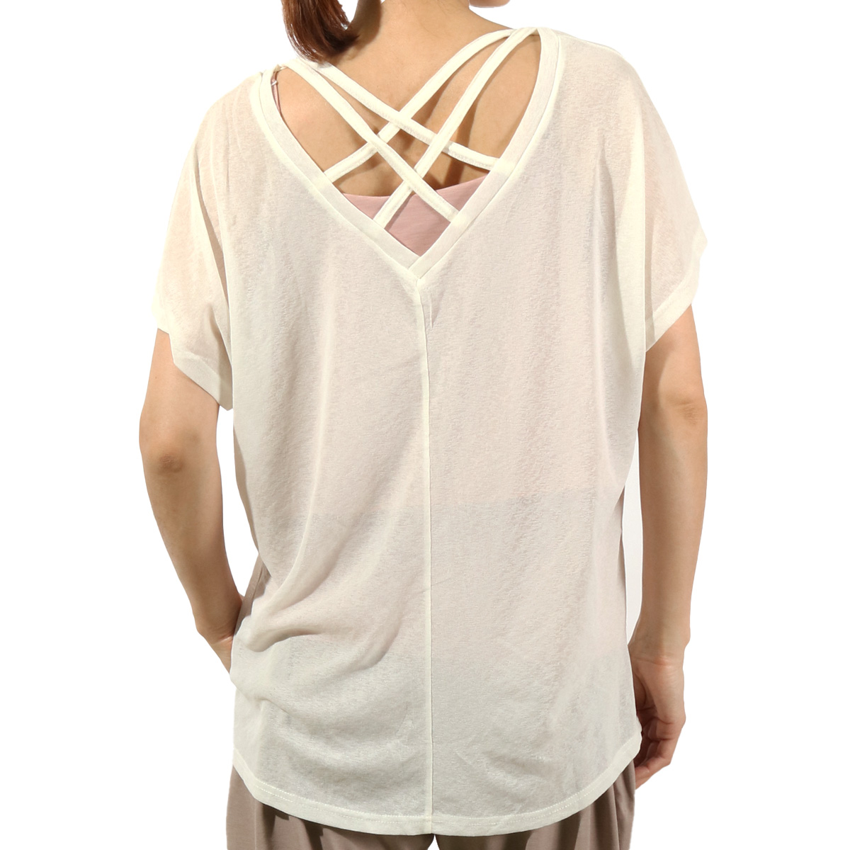 ヨガウェア トップス 重ね着 半袖 フィットネス ストレッチ シースルー メッシュTシャツ 透け ピラティス 体型カバー 夏 | パネットワン | 05