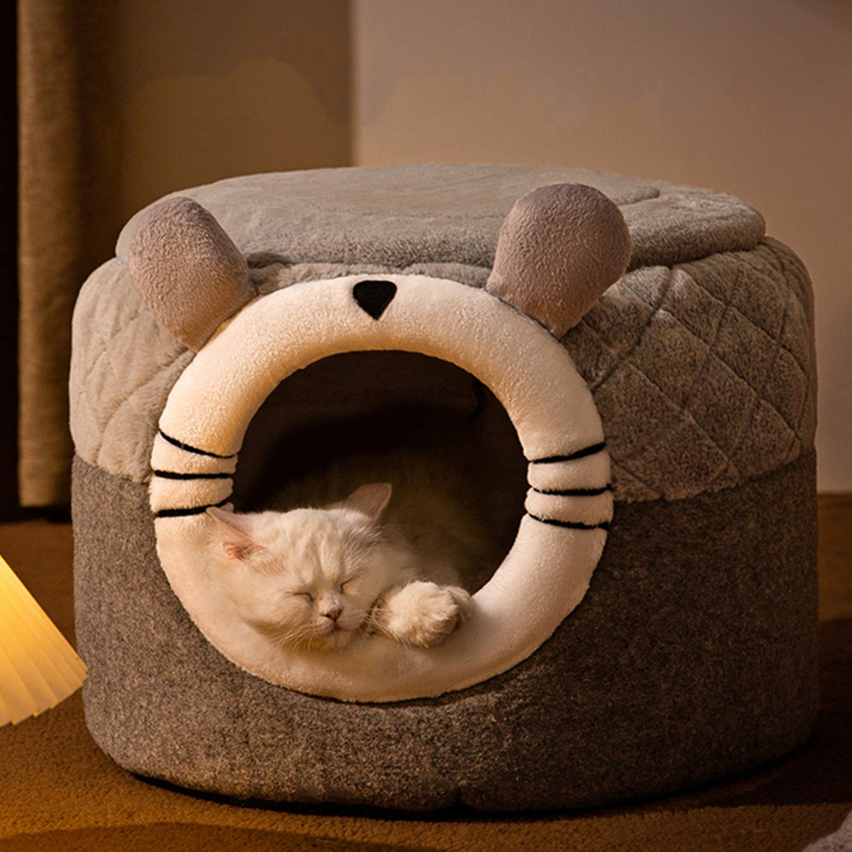 猫用ベッド ペット 小型犬 猫 ペットハウス 猫クッション 防寒 ブラウン