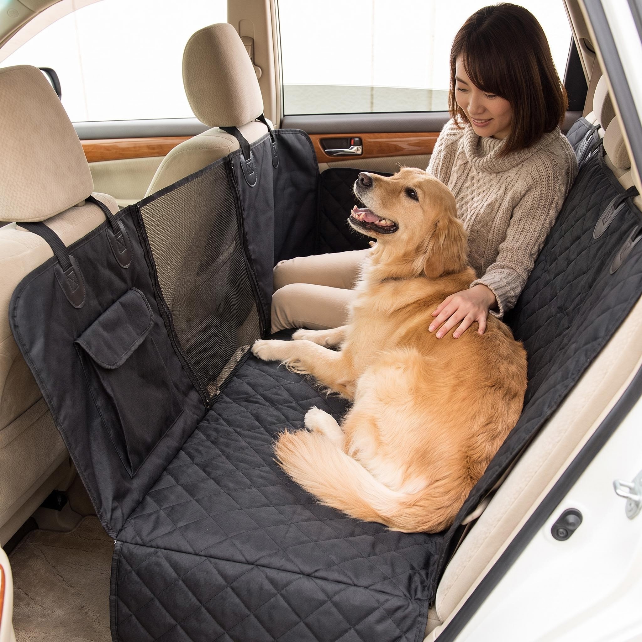 犬のシートカバー 防水 カーシートカバー 全種犬用猫用 犬用 ドライブシート カーシート 犬 猫 ペット 車載用 可視メッシュ窓