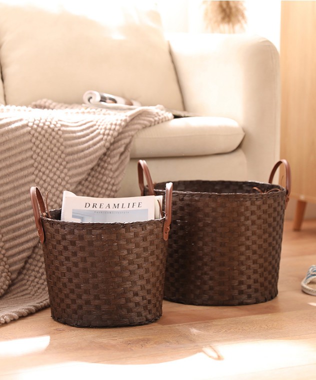 汚れかご汚れ服籐編み有蓋洗濯かごトイレバスルーム衣類玩具整理アイデア
