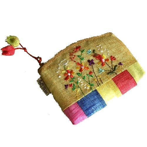 大学生協 割引 花刺繍 ポジャギ 角型☆クリックポスト コインケース チョガッポ カーテン
