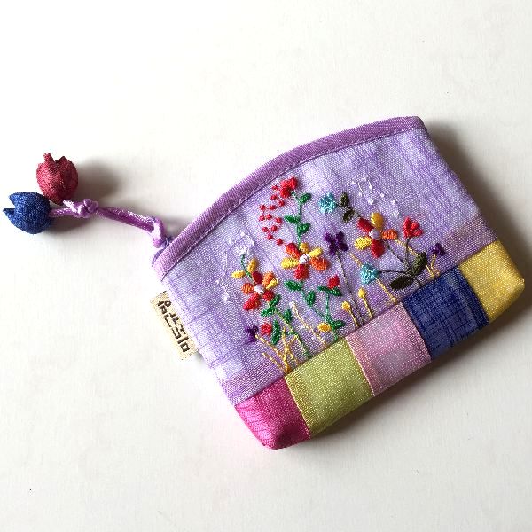花刺繍 ポジャギ チョガッポ コインケース 角型☆クリックポスト