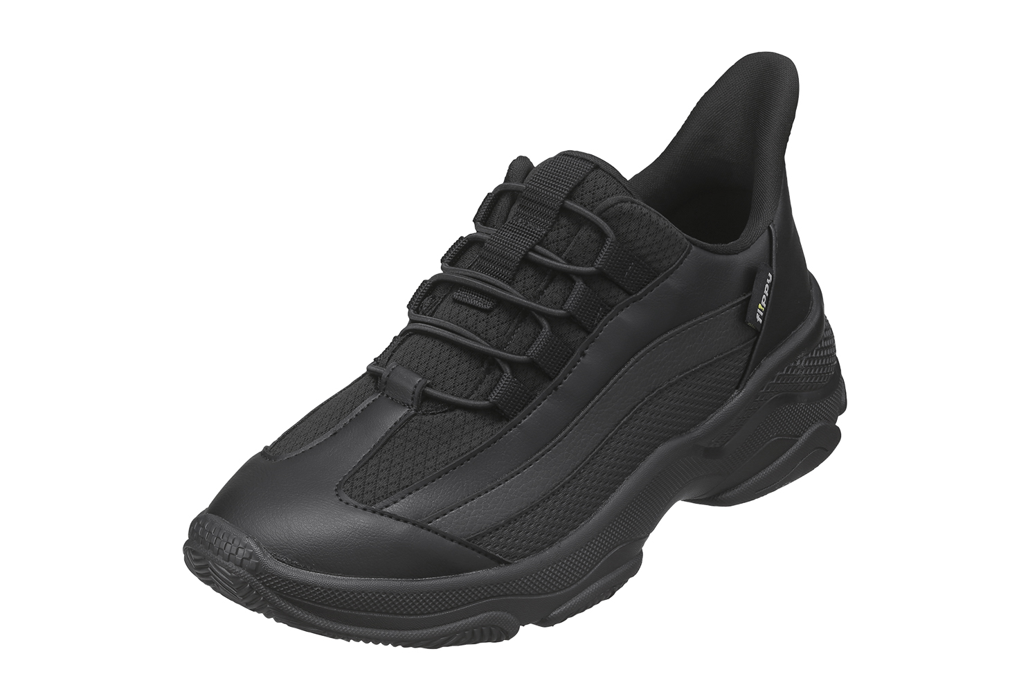 新品未使用 rs 厚底レザーシューズ 黒　24.5 韓国風　レディース スニーカー レディース 厚底 フェイクレザー 韓国 オルチャン 厚底