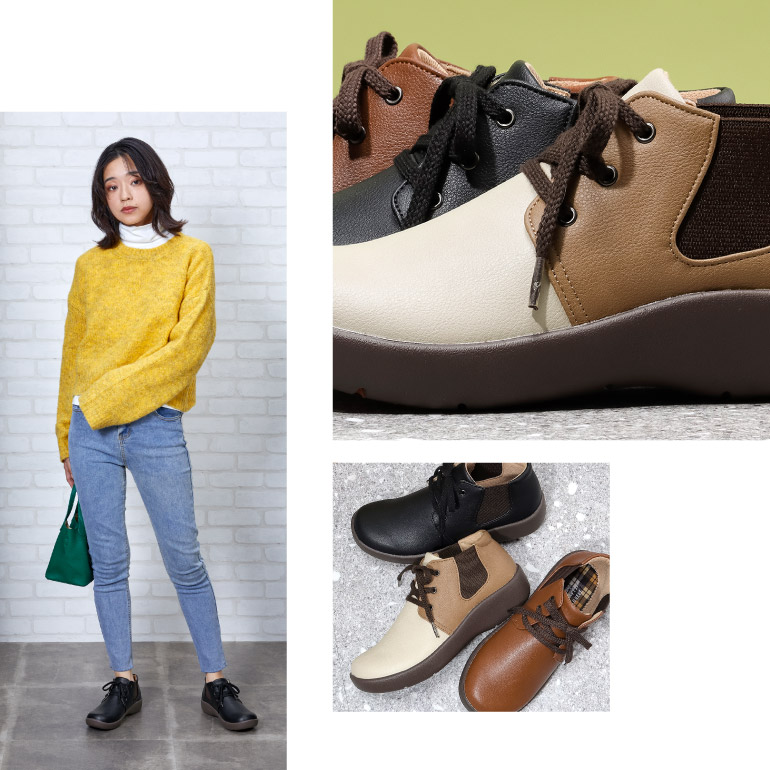 着脱簡単サイドゴム付きのお出かけ靴