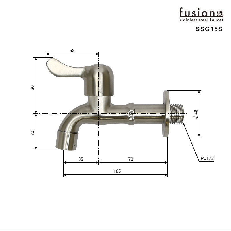 壁付 水道 蛇口 fusion ステンレス ガーデン水栓 （ショート） SSG15S 庭 手洗い 横水栓 単水栓 : ssg15s : 個性派水回りショップ  パパサラダ - 通販 - Yahoo!ショッピング