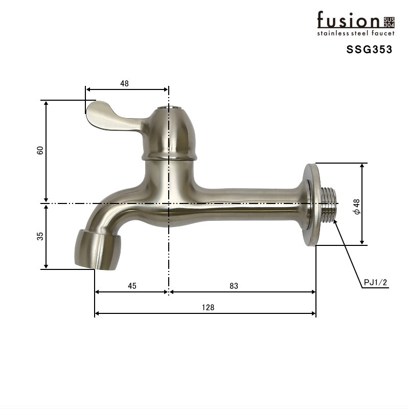 完売】壁付 水道 蛇口 fusion ステンレス ガーデン水栓 SSG353 庭