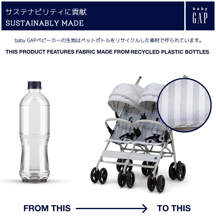 デルタ ベビーギャップ ダブル ベビーカー グレー ストライプ B