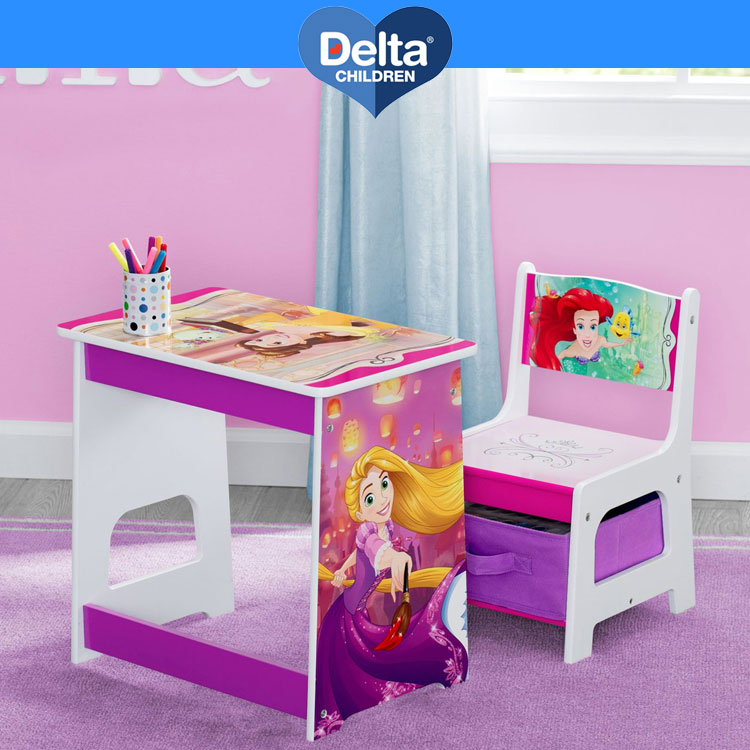 Online ONLY(海外取寄)/ デルタ ディズニー プリンセス デスクセット 子供家具 学習机 椅子セット Delta