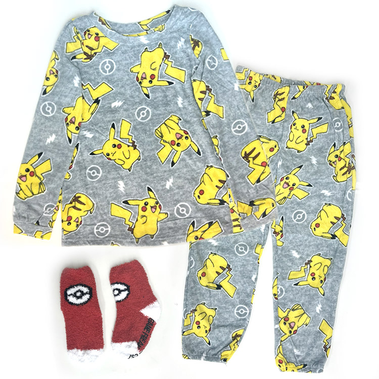 ポケモン フリース ルームウェア セット ポケットモンスター ピカチュー パジャマ ソックスセット 長袖 長