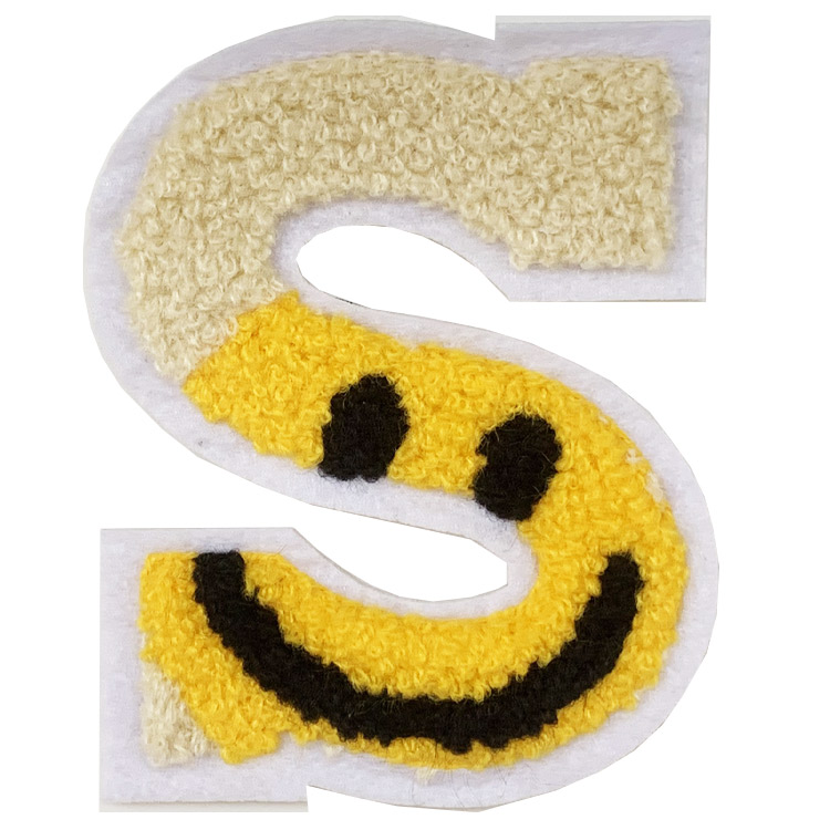 ワッペン アルファベット スマイル N~Z 刺繍 アイロン キャラクター に