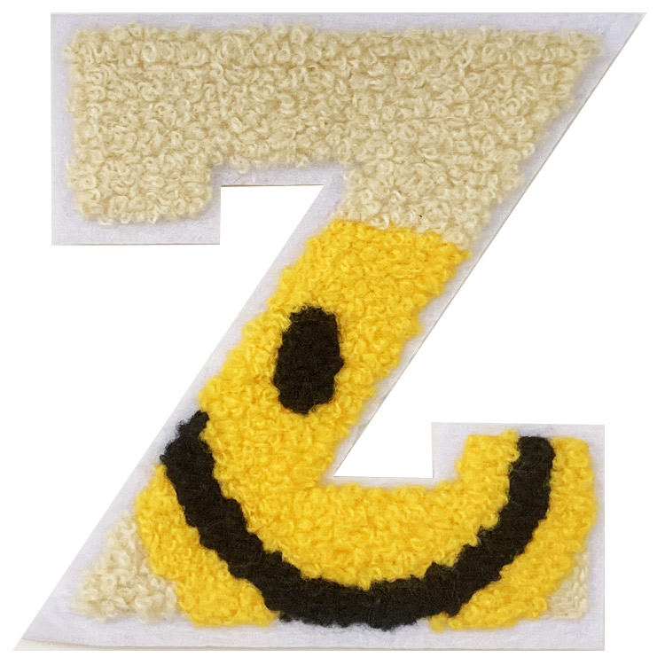 ワッペン アルファベット スマイル N~Z 刺繍 アイロン キャラクター に