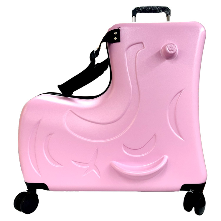 子供が乗れるキャリーカート ピンク Mサイズ-