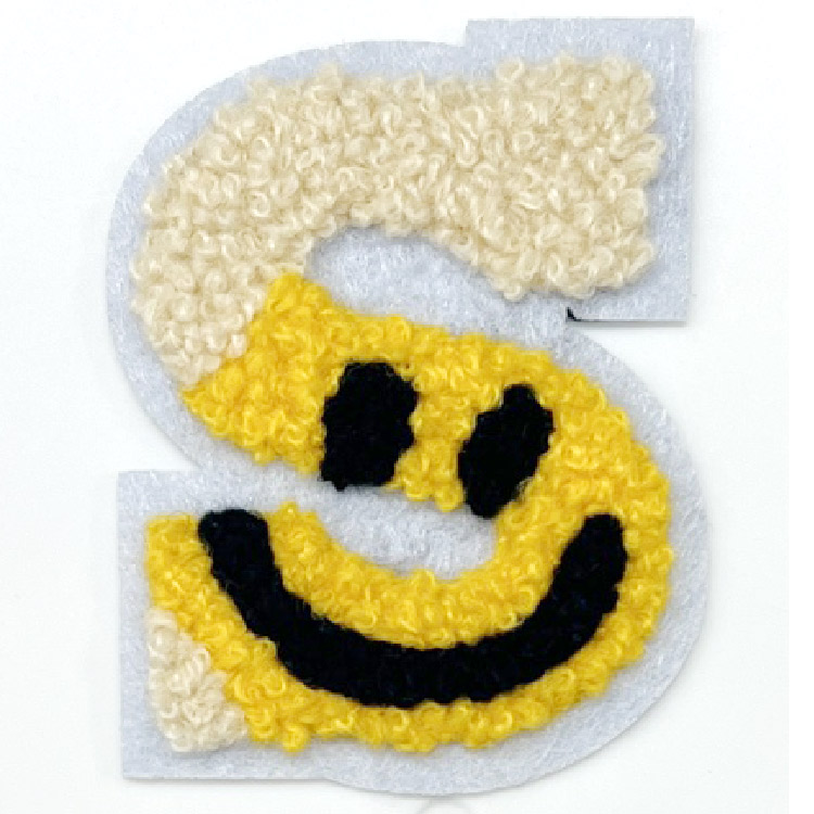 ワッペン アルファベット スマイル Sサイズ N〜Z 刺繍 アイロン