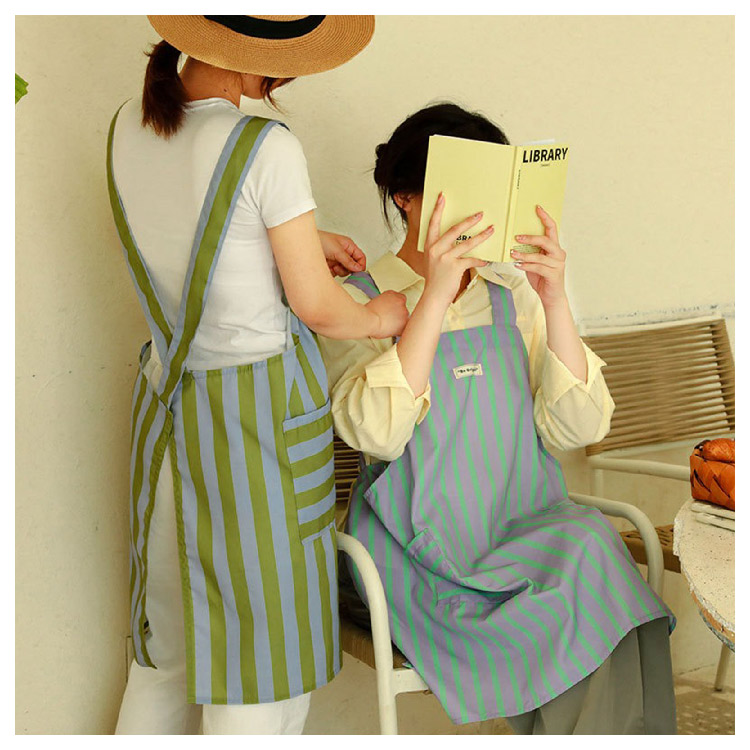 セット割/ エプロン レディース カフェエプロン ストライプ 大人 女性