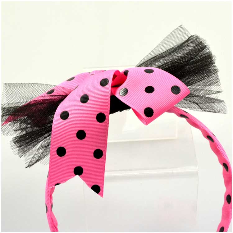 売切価格/カチューシャ ピンク ドット リボン ヘアアクセサリー DBHB