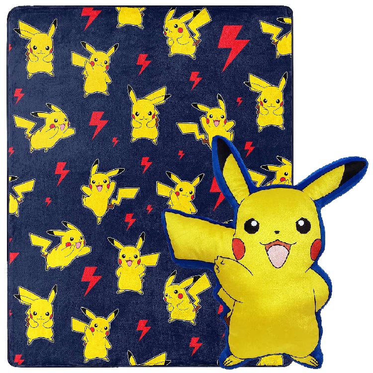 ポケモン ピカチュー ブランケット 127cm 枕 ぬいぐるみ 40cm ひざ掛け