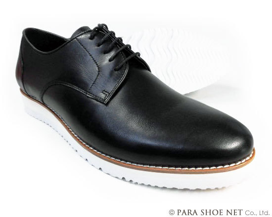 PARASHOE 本革 プレーントゥ ビジネスカジュアルシューズ 厚底白