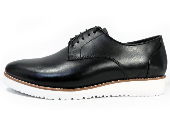 PARASHOE 本革 プレーントゥ ビジネスカジュアルシューズ 厚底白